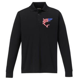 USA Patriotic Shark Performance Long Sleeve Polo