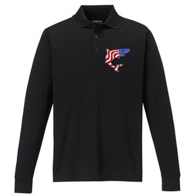 USA Patriotic Shark Performance Long Sleeve Polo