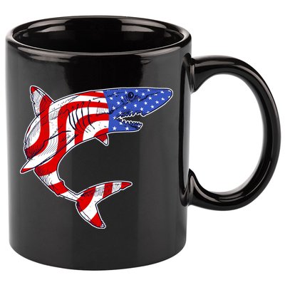 USA Patriotic Shark 11oz C Handle Ceramic Mug