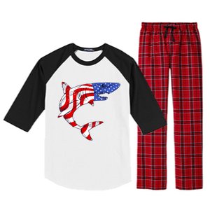 USA Patriotic Shark Raglan Sleeve Pajama Set