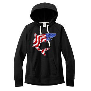 USA Patriotic Shark Women's Fleece Hoodie