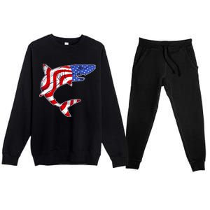 USA Patriotic Shark Premium Crewneck Sweatsuit Set