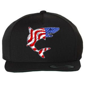 USA Patriotic Shark Wool Snapback Cap