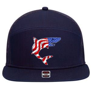 USA Patriotic Shark 7 Panel Mesh Trucker Snapback Hat