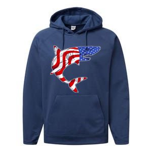 USA Patriotic Shark Performance Fleece Hoodie