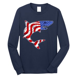 USA Patriotic Shark Long Sleeve Shirt