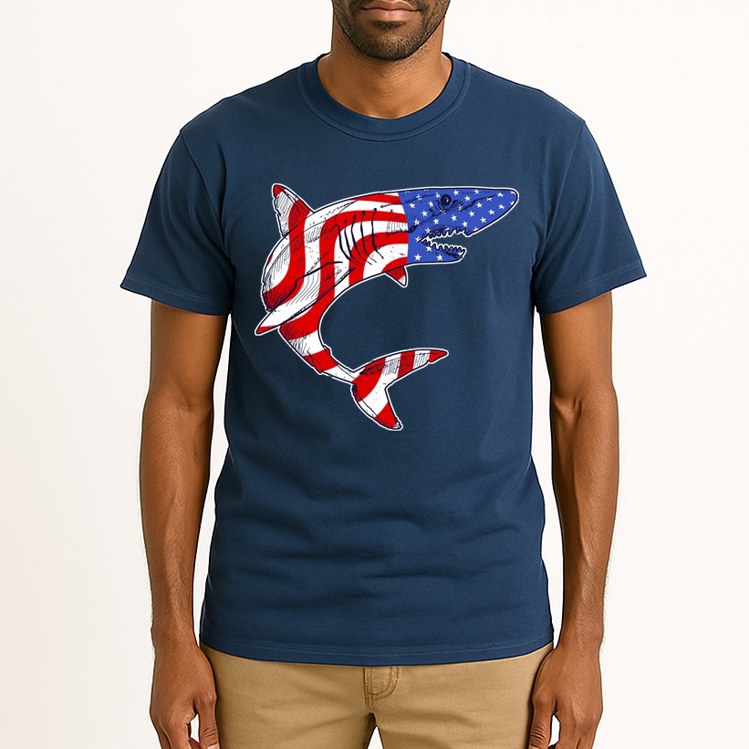 USA Patriotic Shark Tall T-Shirt