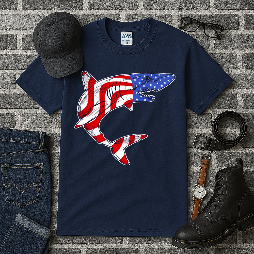 USA Patriotic Shark Tall T-Shirt