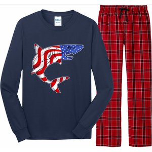 USA Patriotic Shark Long Sleeve Pajama Set