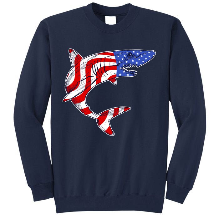 USA Patriotic Shark Tall Sweatshirt