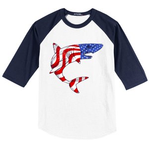 USA Patriotic Shark Baseball Sleeve Shirt