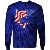 USA Patriotic Shark Tie-Dye Long Sleeve Shirt