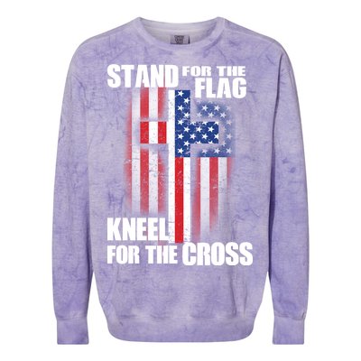 USA Patriotic Stand For The Flag Kneel For The Cross Colorblast Crewneck Sweatshirt