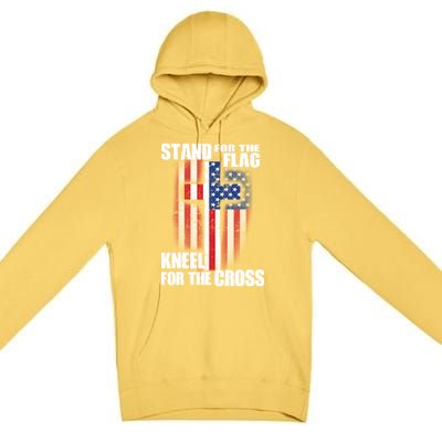 USA Patriotic Stand For The Flag Kneel For The Cross Premium Pullover Hoodie