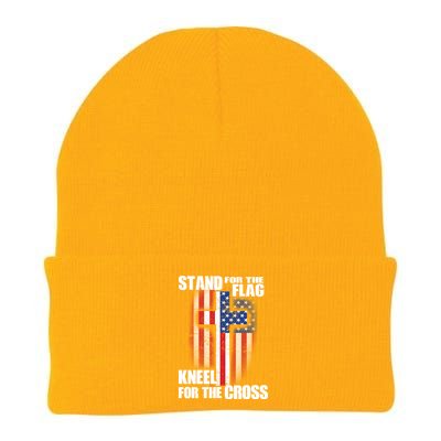 USA Patriotic Stand For The Flag Kneel For The Cross Knit Cap Winter Beanie