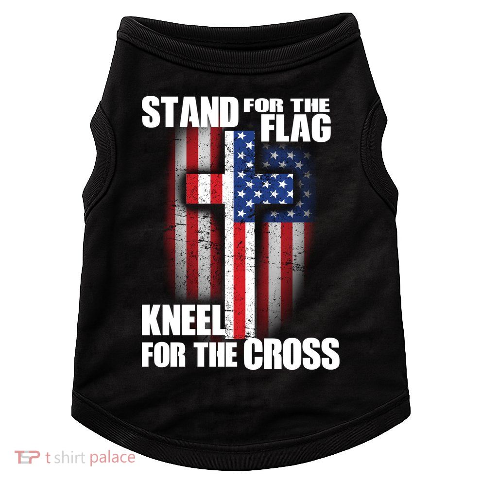 USA Patriotic Stand For The Flag Kneel For The Cross Doggie Tank