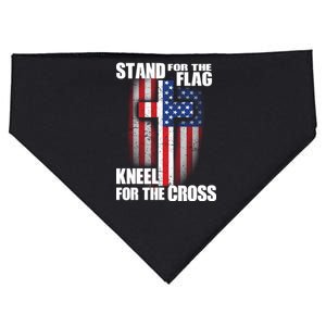 USA Patriotic Stand For The Flag Kneel For The Cross USA-Made Doggie Bandana