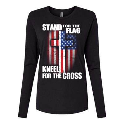 USA Patriotic Stand For The Flag Kneel For The Cross Womens Cotton Relaxed Long Sleeve T-Shirt