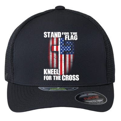 USA Patriotic Stand For The Flag Kneel For The Cross Flexfit Unipanel Trucker Cap