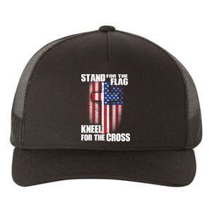 USA Patriotic Stand For The Flag Kneel For The Cross Yupoong Adult 5-Panel Trucker Hat