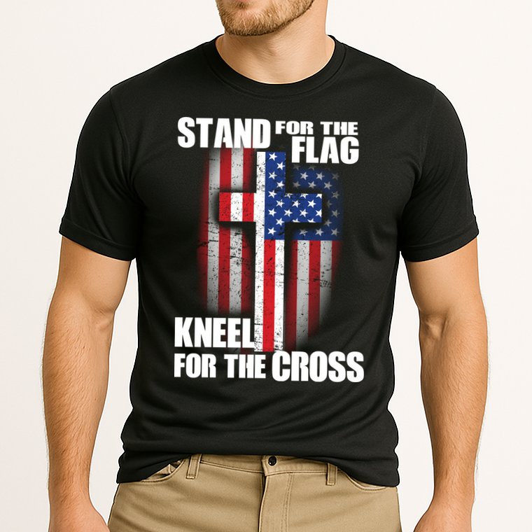 USA Patriotic Stand For The Flag Kneel For The Cross Performance Shirt
