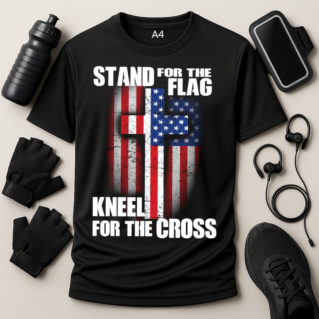 USA Patriotic Stand For The Flag Kneel For The Cross Performance Shirt