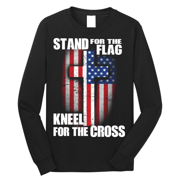 USA Patriotic Stand For The Flag Kneel For The Cross Long Sleeve Shirt