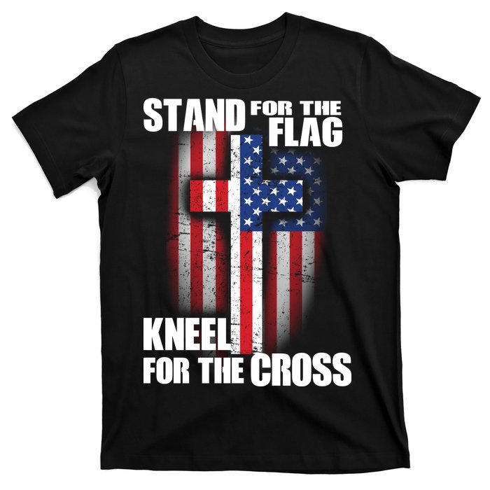 USA Patriotic Stand For The Flag Kneel For The Cross T-Shirt