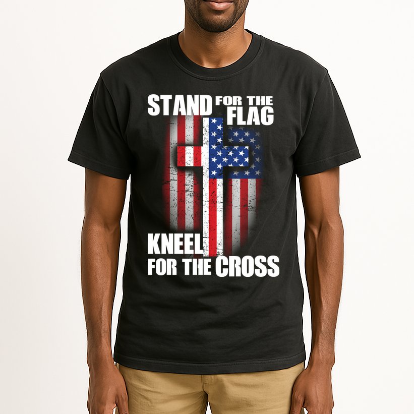 USA Patriotic Stand For The Flag Kneel For The Cross Tall T-Shirt