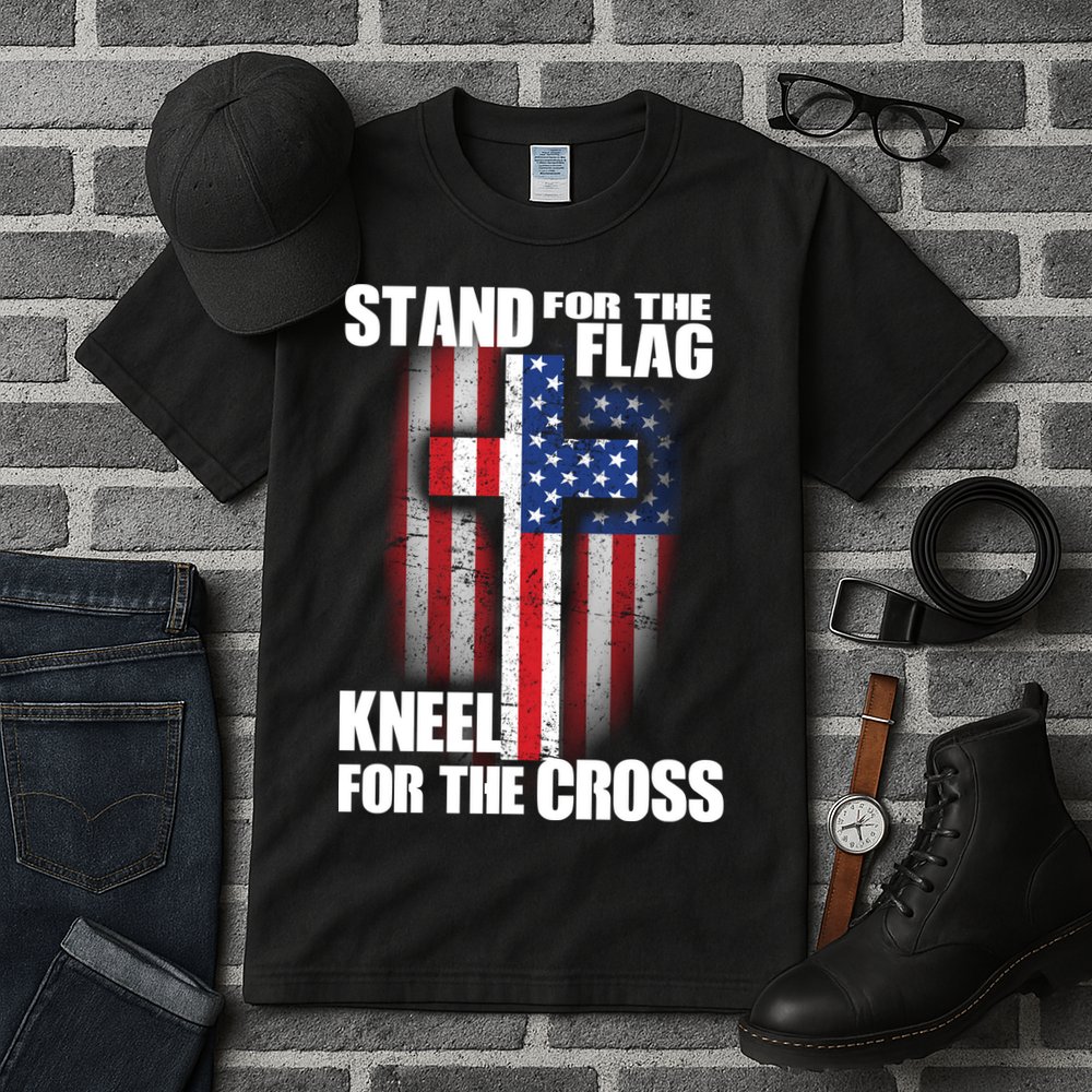 USA Patriotic Stand For The Flag Kneel For The Cross Tall T-Shirt