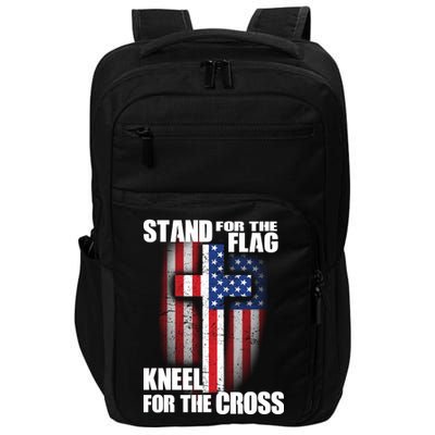 USA Patriotic Stand For The Flag Kneel For The Cross Impact Tech Backpack