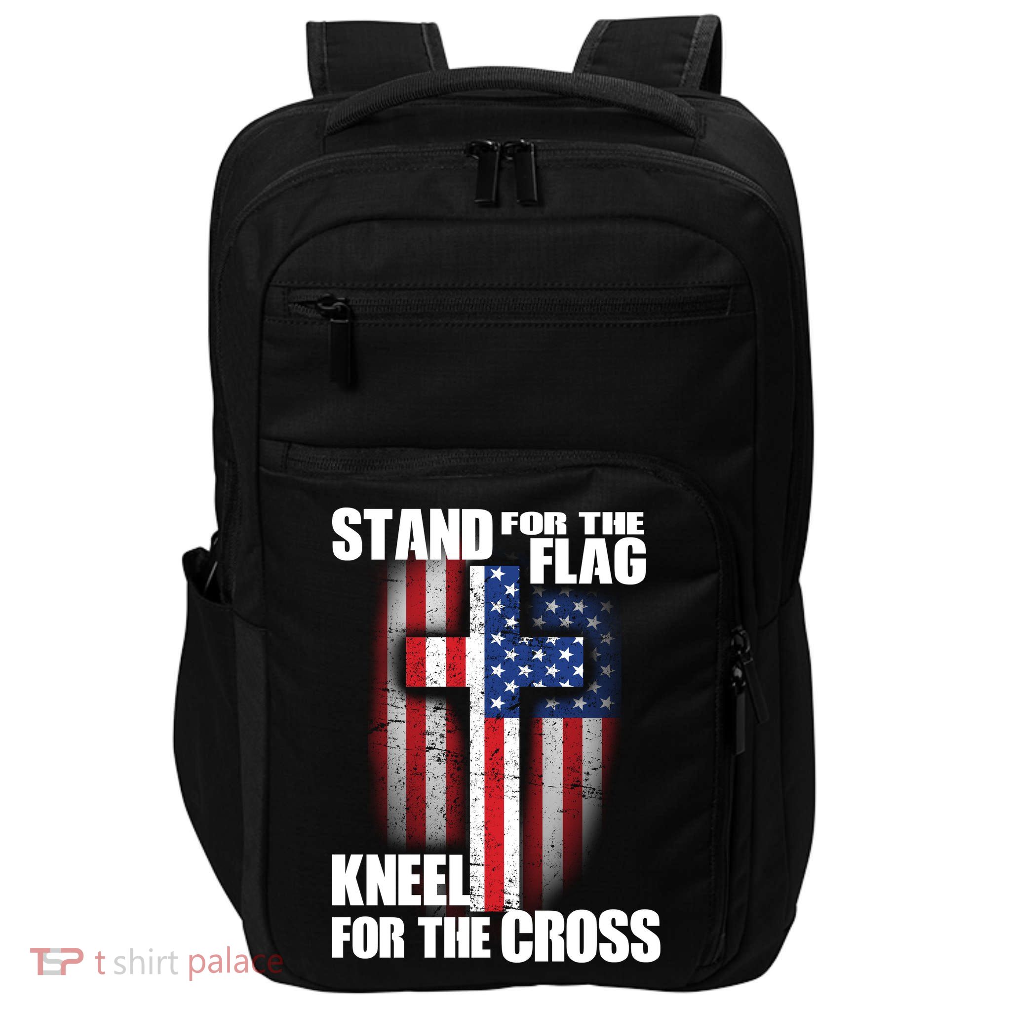 USA Patriotic Stand For The Flag Kneel For The Cross Impact Tech Backpack