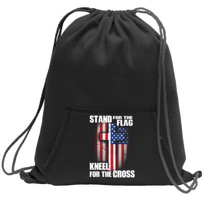 USA Patriotic Stand For The Flag Kneel For The Cross Sweatshirt Cinch Pack Bag