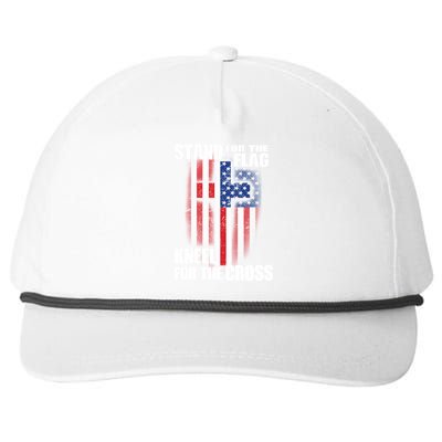 USA Patriotic Stand For The Flag Kneel For The Cross Snapback Five-Panel Rope Hat