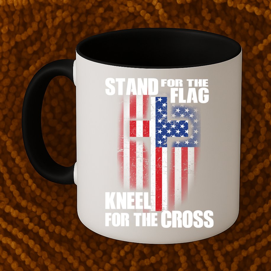 USA Patriotic Stand For The Flag Kneel For The Cross Mug