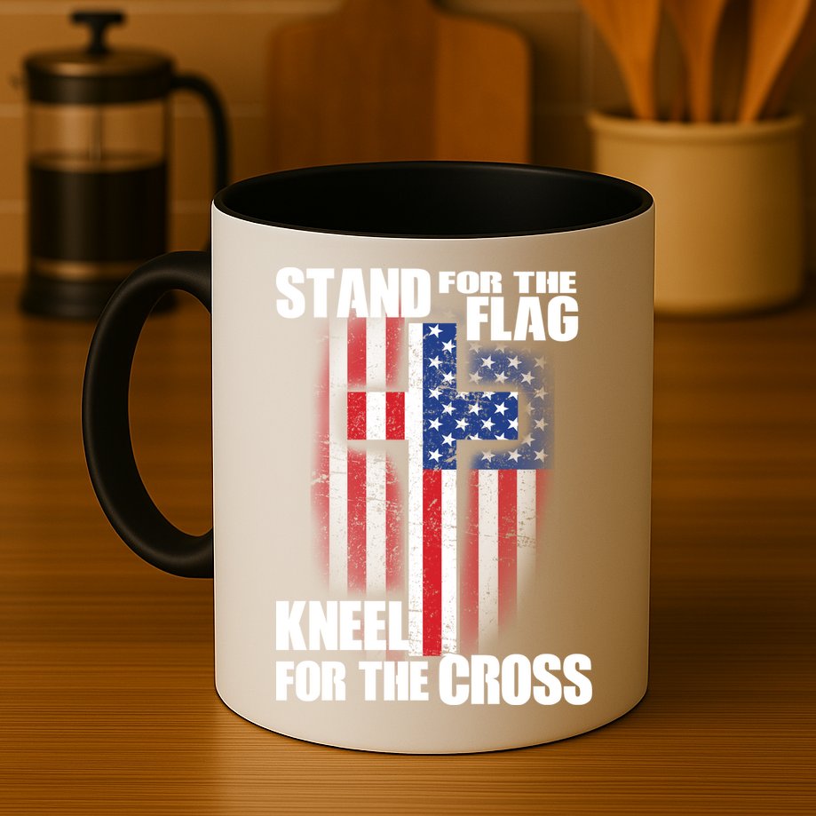 USA Patriotic Stand For The Flag Kneel For The Cross Mug