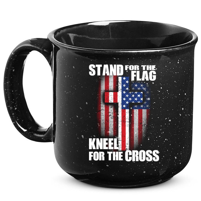 USA Patriotic Stand For The Flag Kneel For The Cross 15oz Campfire Ceramic Mug