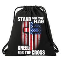 USA Patriotic Stand For The Flag Kneel For The Cross Drawstring Bag