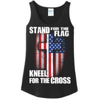 USA Patriotic Stand For The Flag Kneel For The Cross Ladies Essential Tank