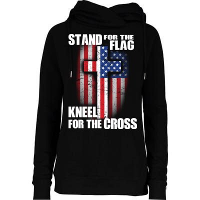 USA Patriotic Stand For The Flag Kneel For The Cross Womens Funnel Neck Pullover Hood