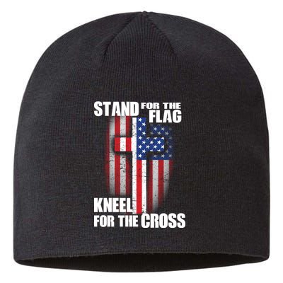 USA Patriotic Stand For The Flag Kneel For The Cross Sustainable Beanie