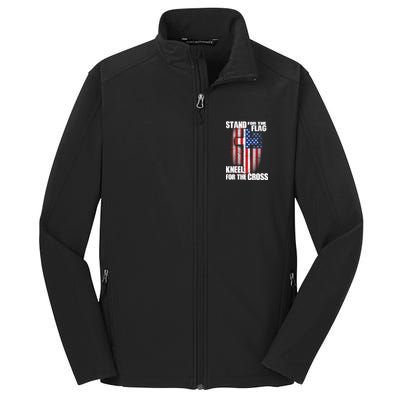 USA Patriotic Stand For The Flag Kneel For The Cross Core Soft Shell Jacket