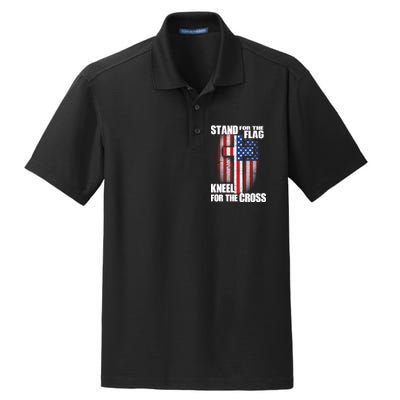 USA Patriotic Stand For The Flag Kneel For The Cross Dry Zone Grid Polo