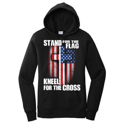 USA Patriotic Stand For The Flag Kneel For The Cross Women's Pullover Hoodie