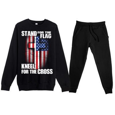 USA Patriotic Stand For The Flag Kneel For The Cross Premium Crewneck Sweatsuit Set