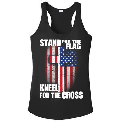 USA Patriotic Stand For The Flag Kneel For The Cross Ladies PosiCharge Competitor Racerback Tank