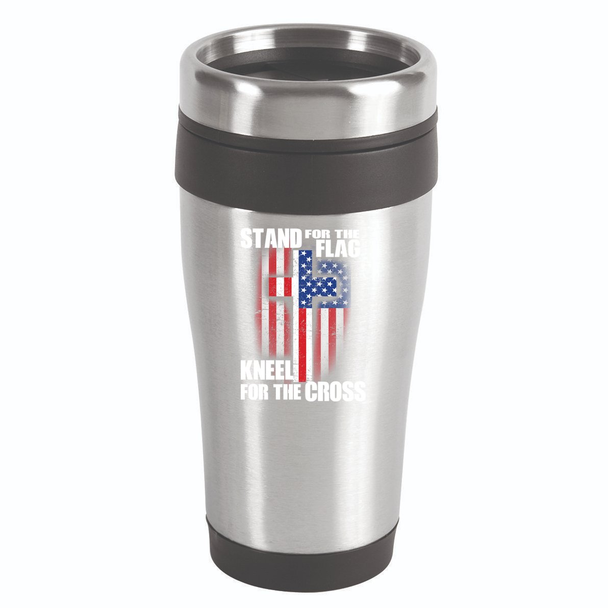 USA Patriotic Stand For The Flag Kneel For The Cross 16oz Travel Tumbler