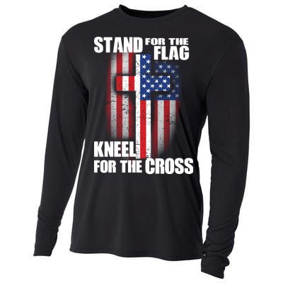 USA Patriotic Stand For The Flag Kneel For The Cross Cooling Performance Long Sleeve Crew