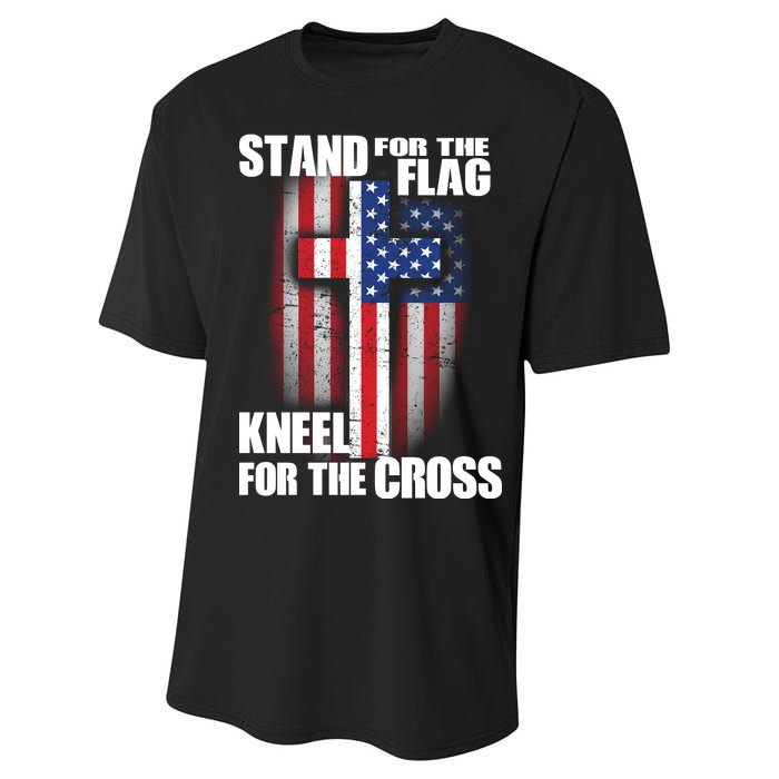 USA Patriotic Stand For The Flag Kneel For The Cross Performance Sprint T-Shirt