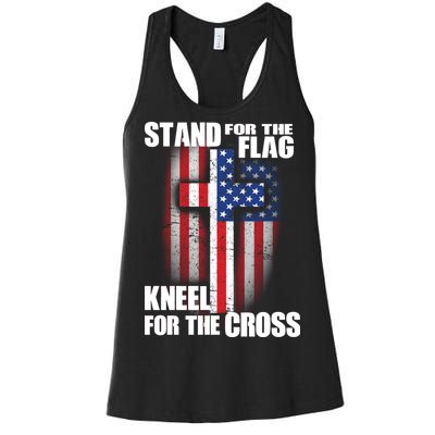 USA Patriotic Stand For The Flag Kneel For The Cross Women's Racerback Tank